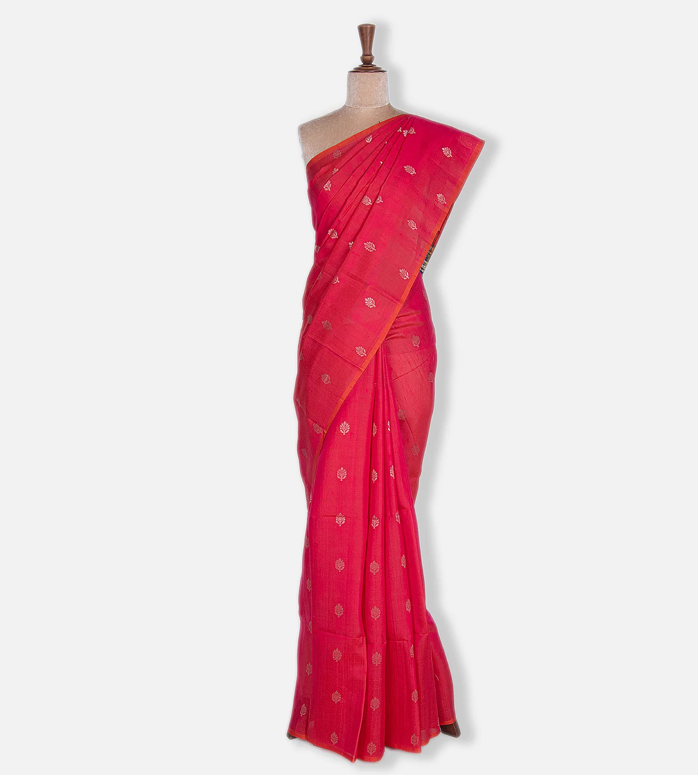 Orangish Pink Raw Silk Saree2