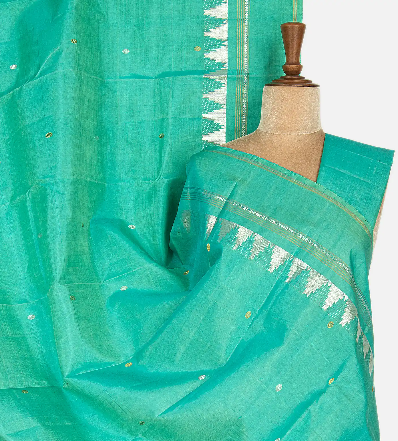 Sea Green Kanchipuram Silk Saree1