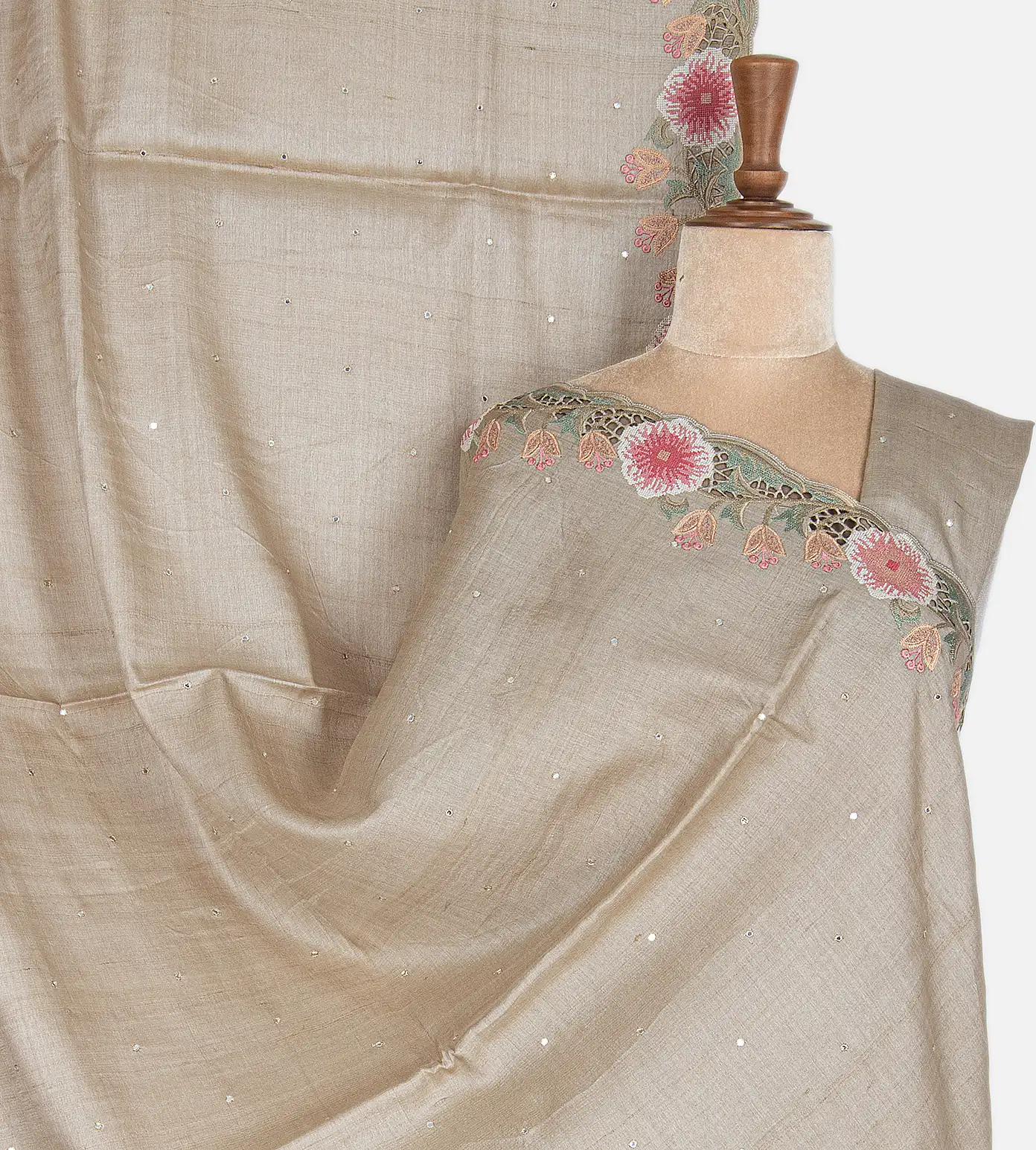 Beige Tussar Saree1