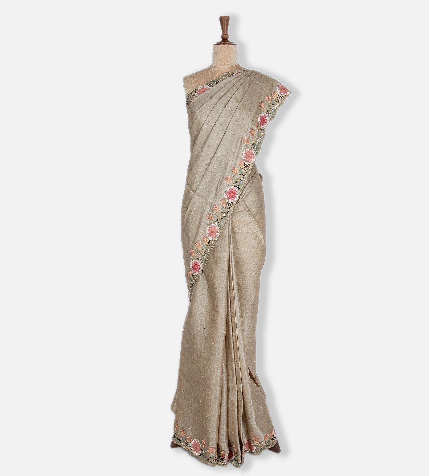 Beige Tussar Saree2