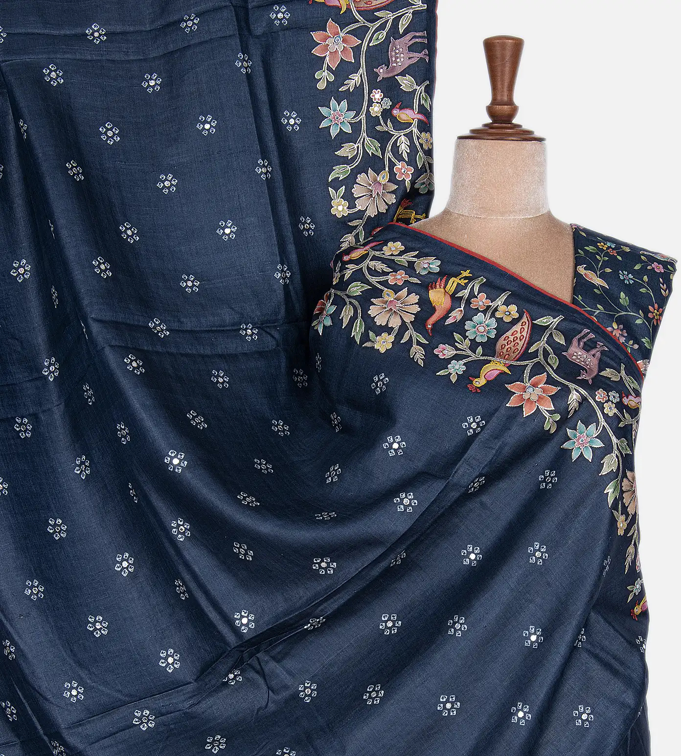 Deep Grey Tussar Saree1