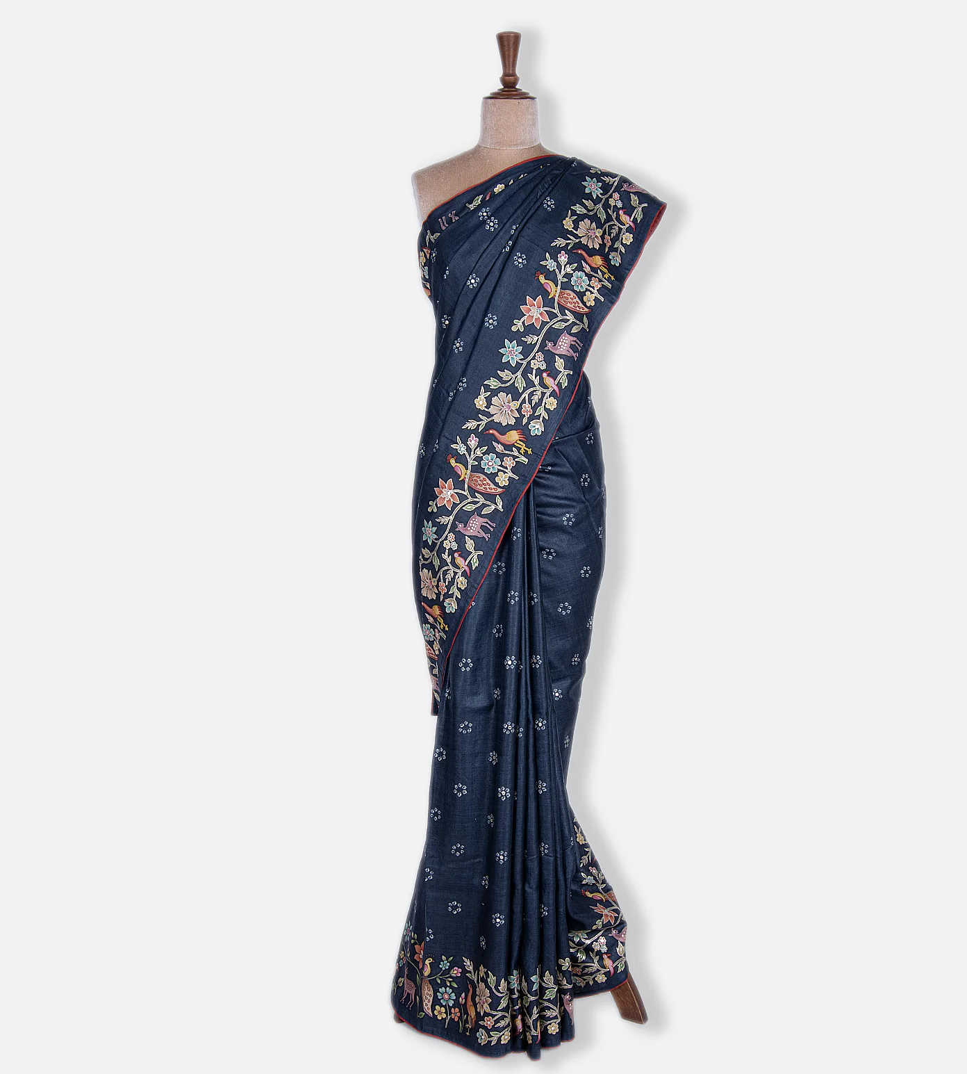 Deep Grey Tussar Saree2
