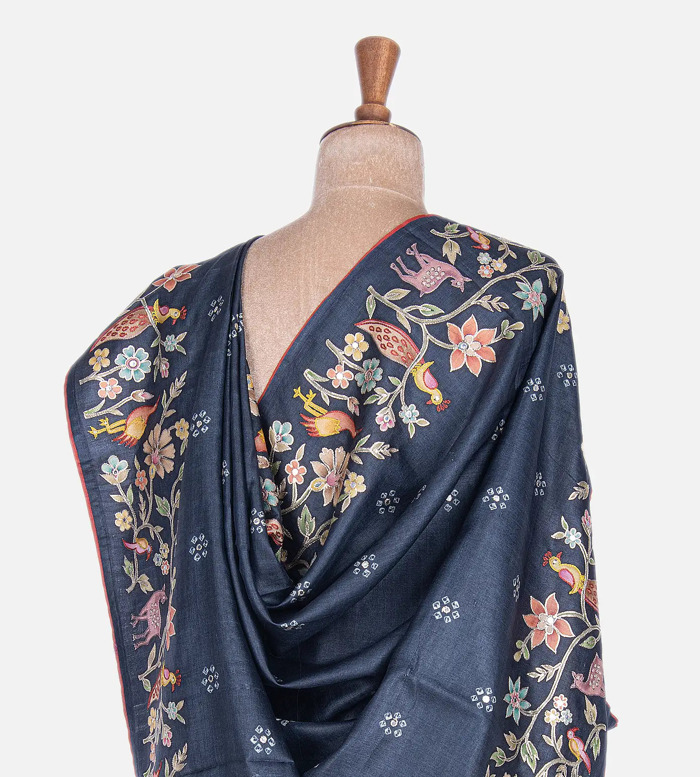 Deep Grey Tussar Saree3