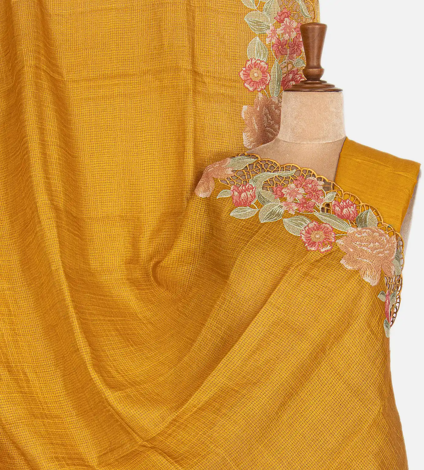 Yellow Tussar Saree1