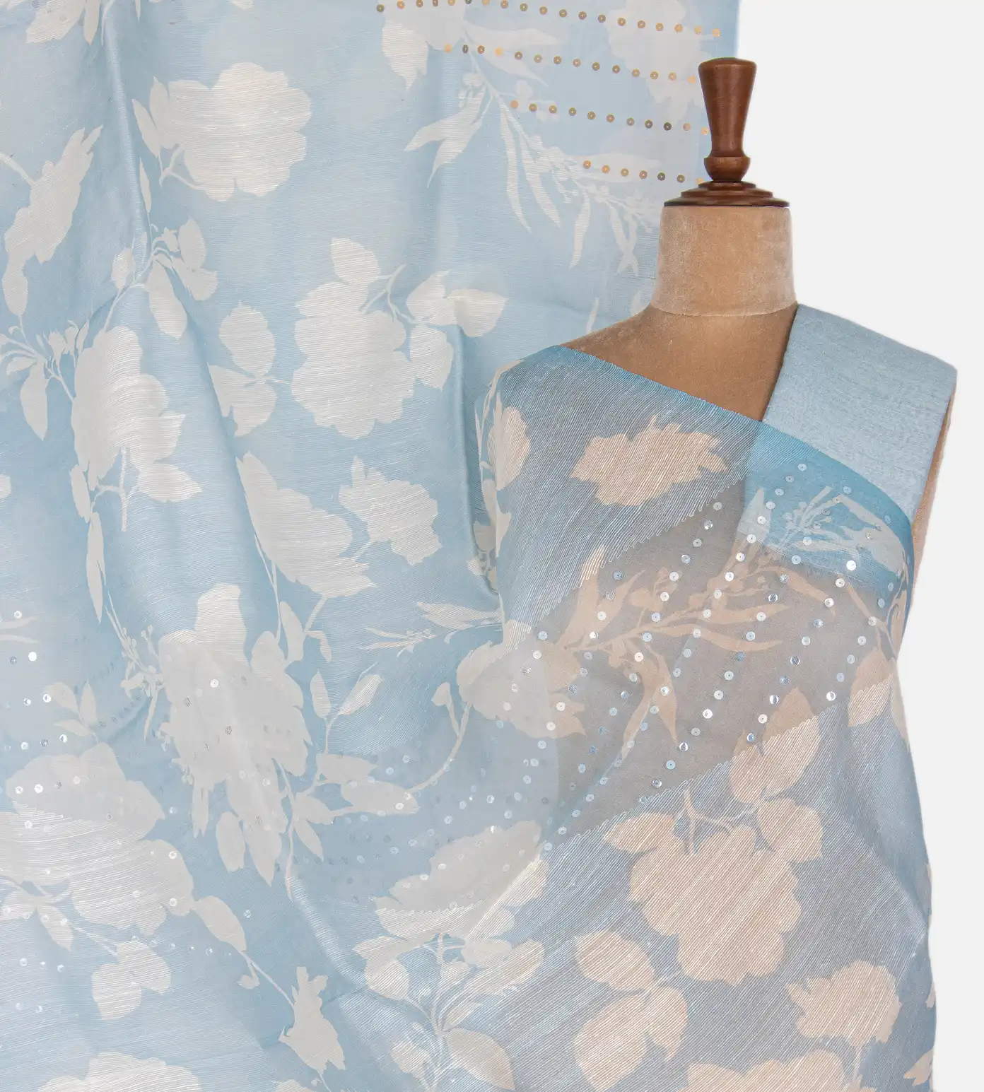 Light Blue Tussar Sequence Saree1