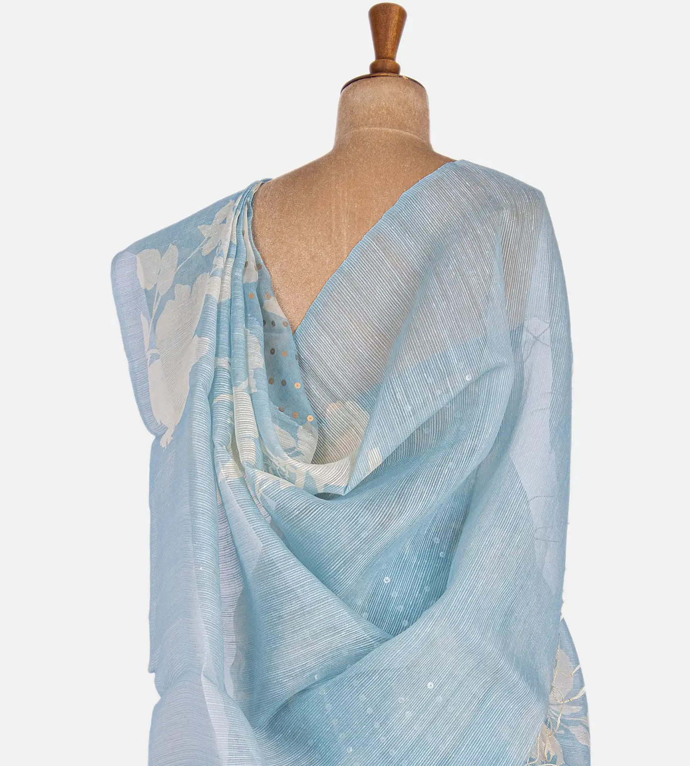 Light Blue Tussar Sequence Saree3
