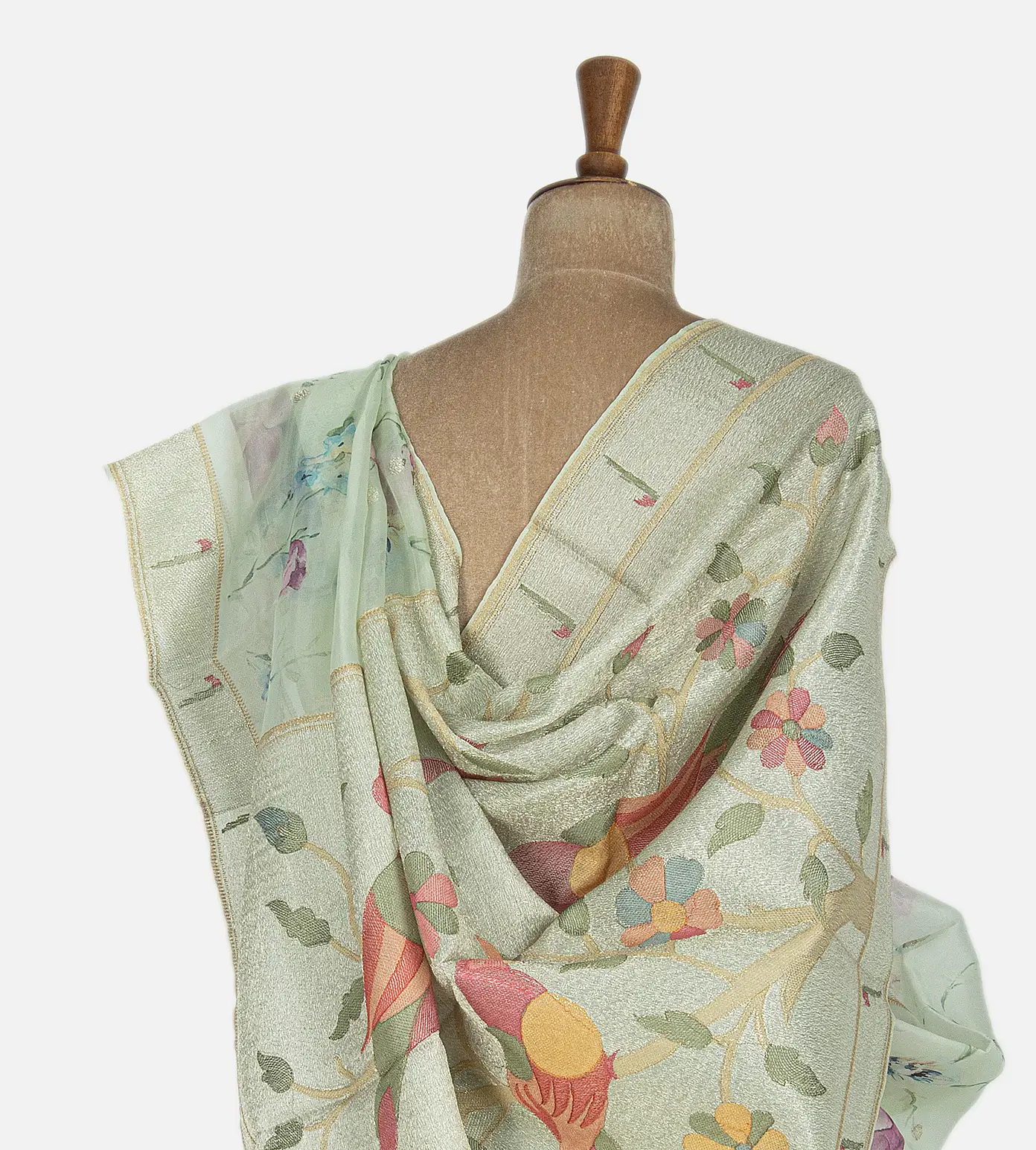 Light Green Organza Embroidery Saree3