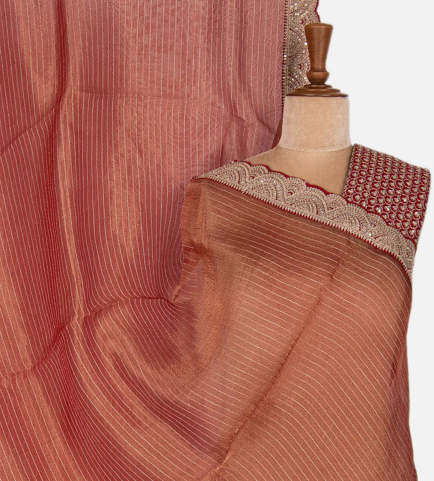 Rust Red Organza Saree1