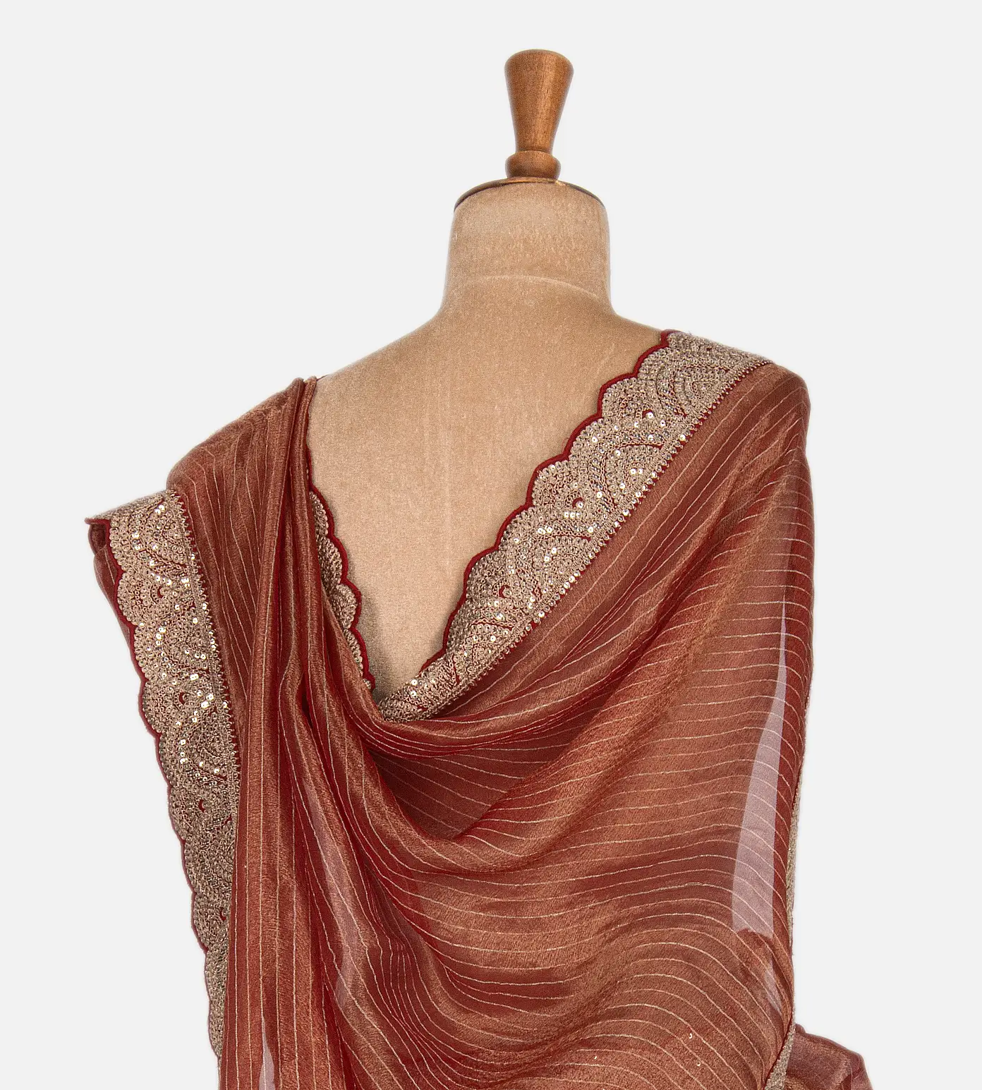 Rust Red Organza Saree3