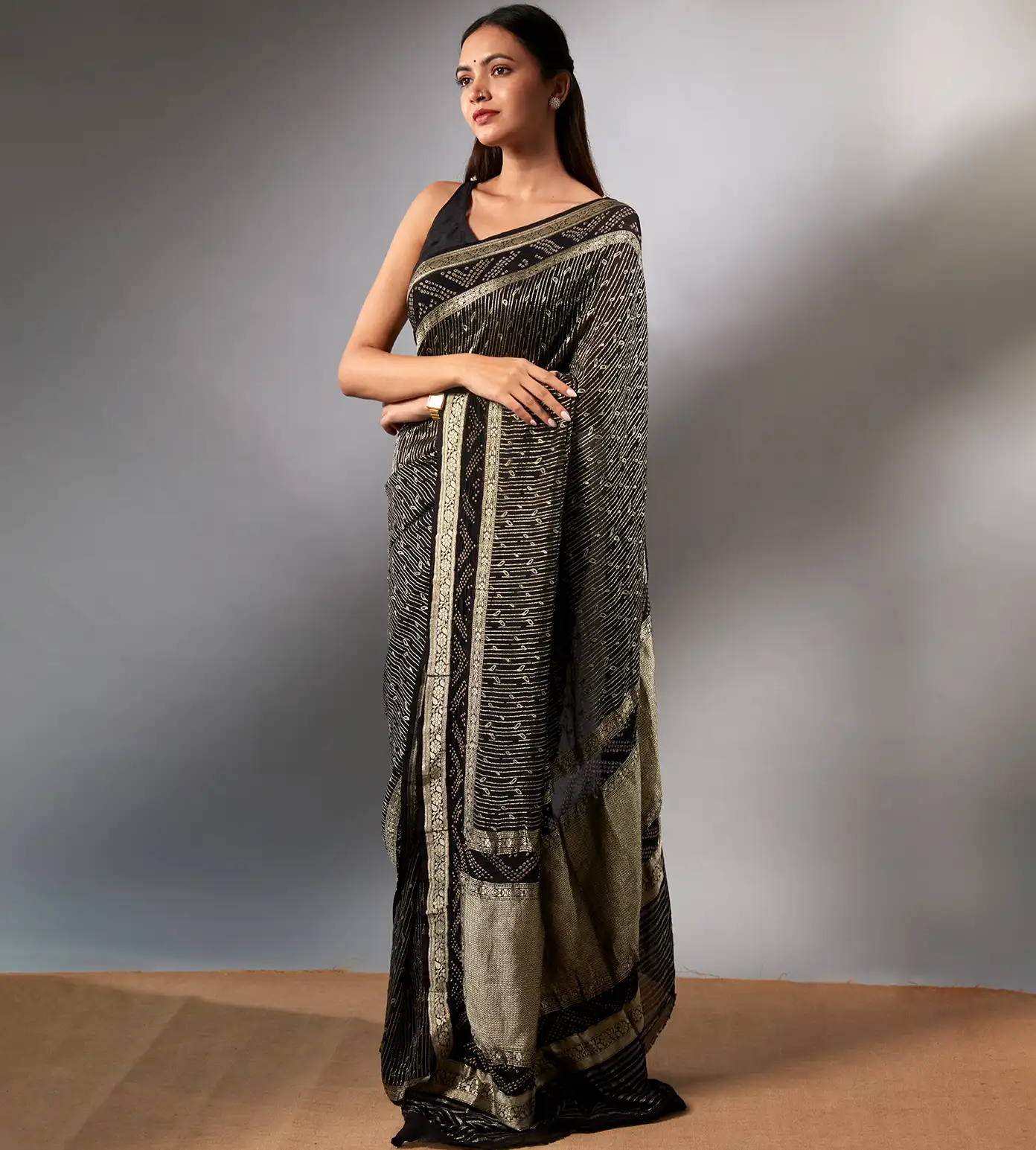 Black Banaras Georgette Saree2