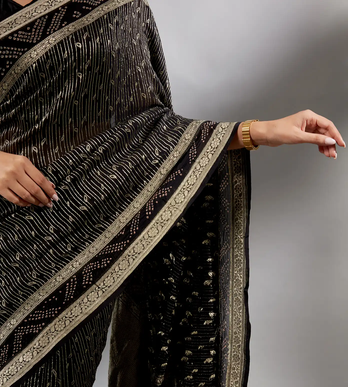 Black Banaras Georgette Saree3