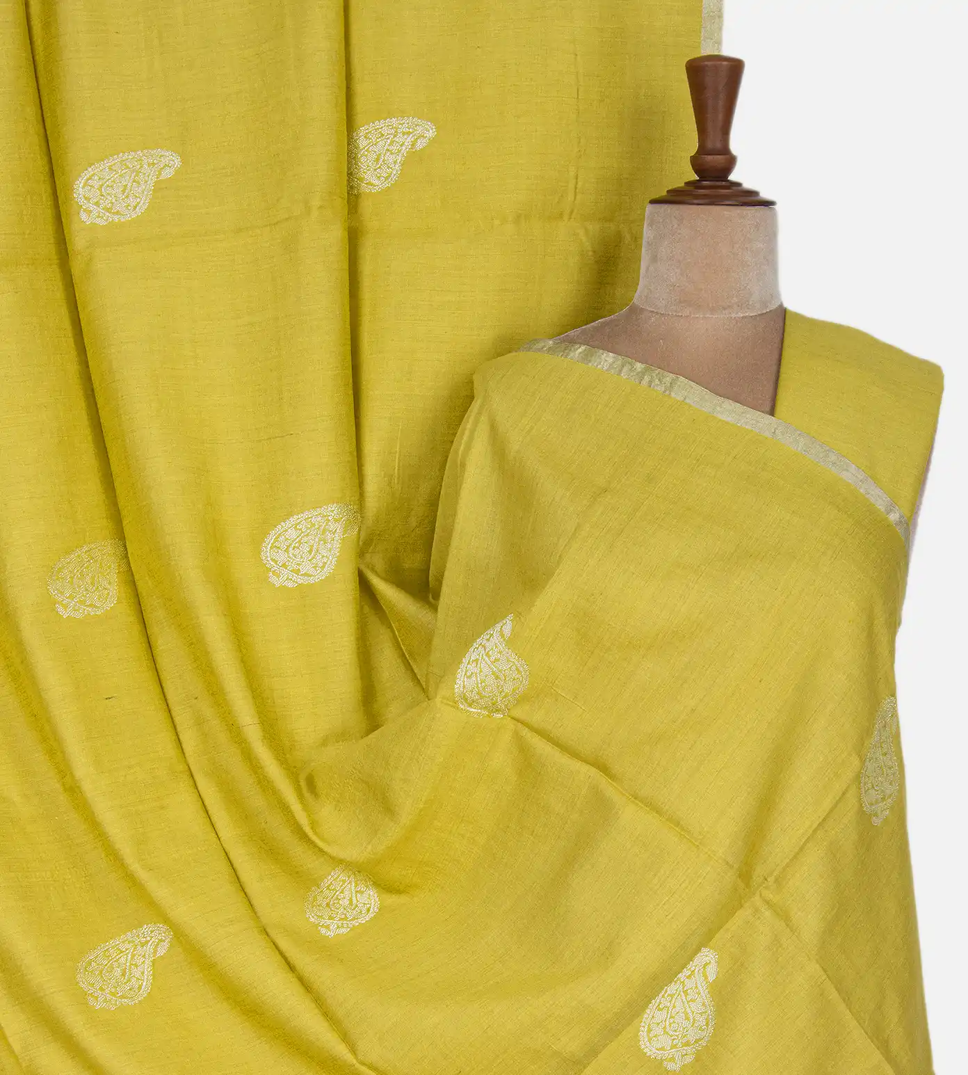 Lime Yellow Tussar Saree1