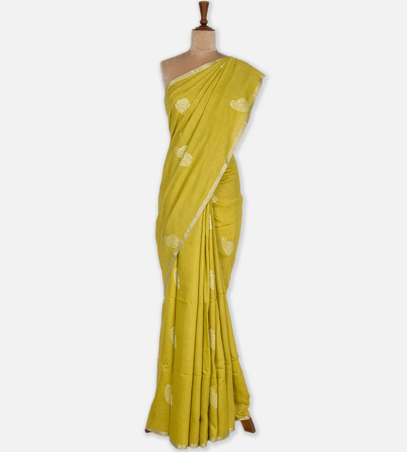 Lime Yellow Tussar Saree2