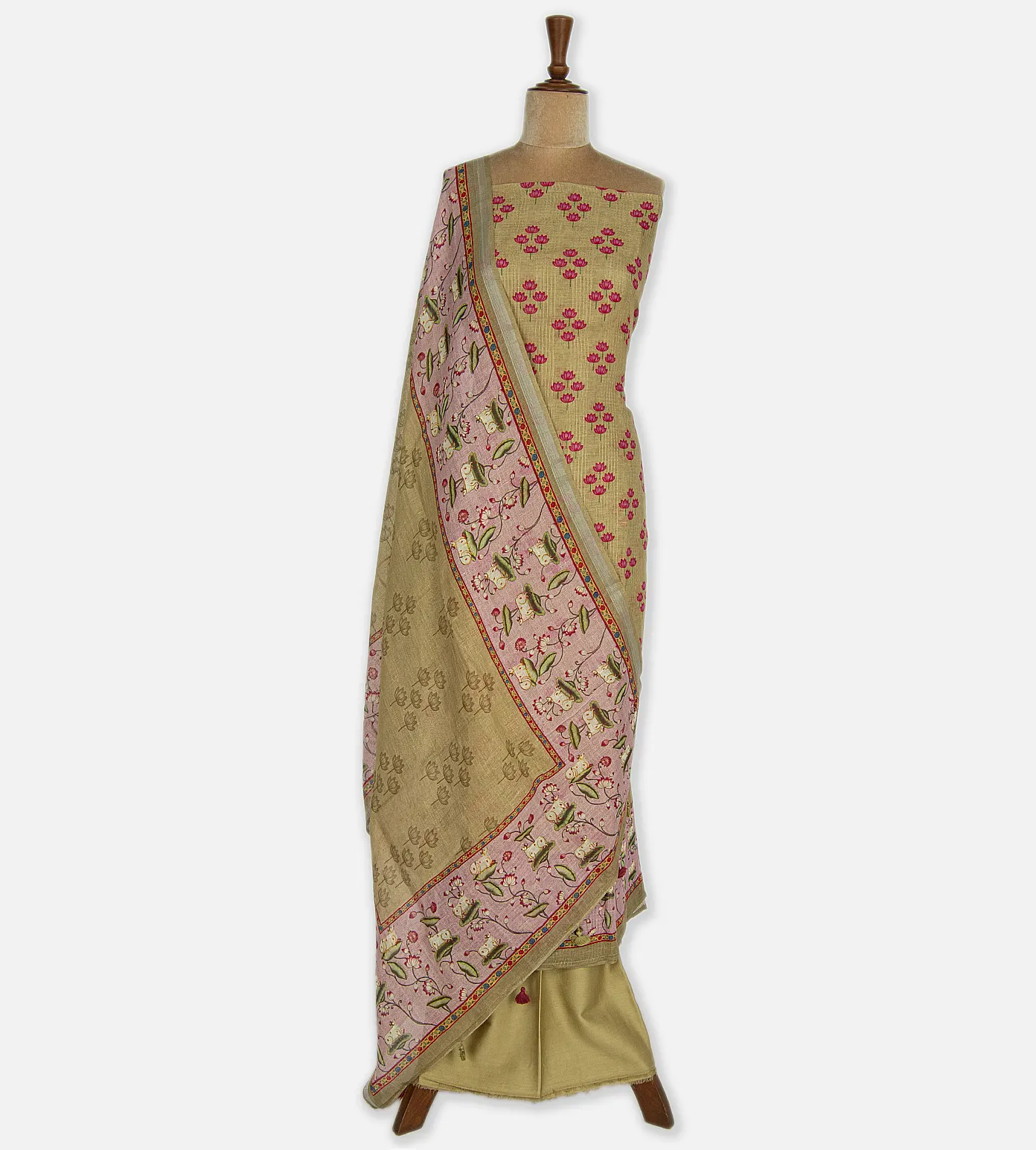 Olive Green Linen Salwar2