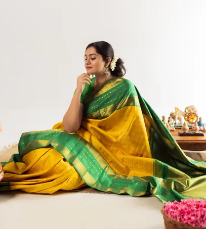 Yellow Kanchipuram Silk Saree4