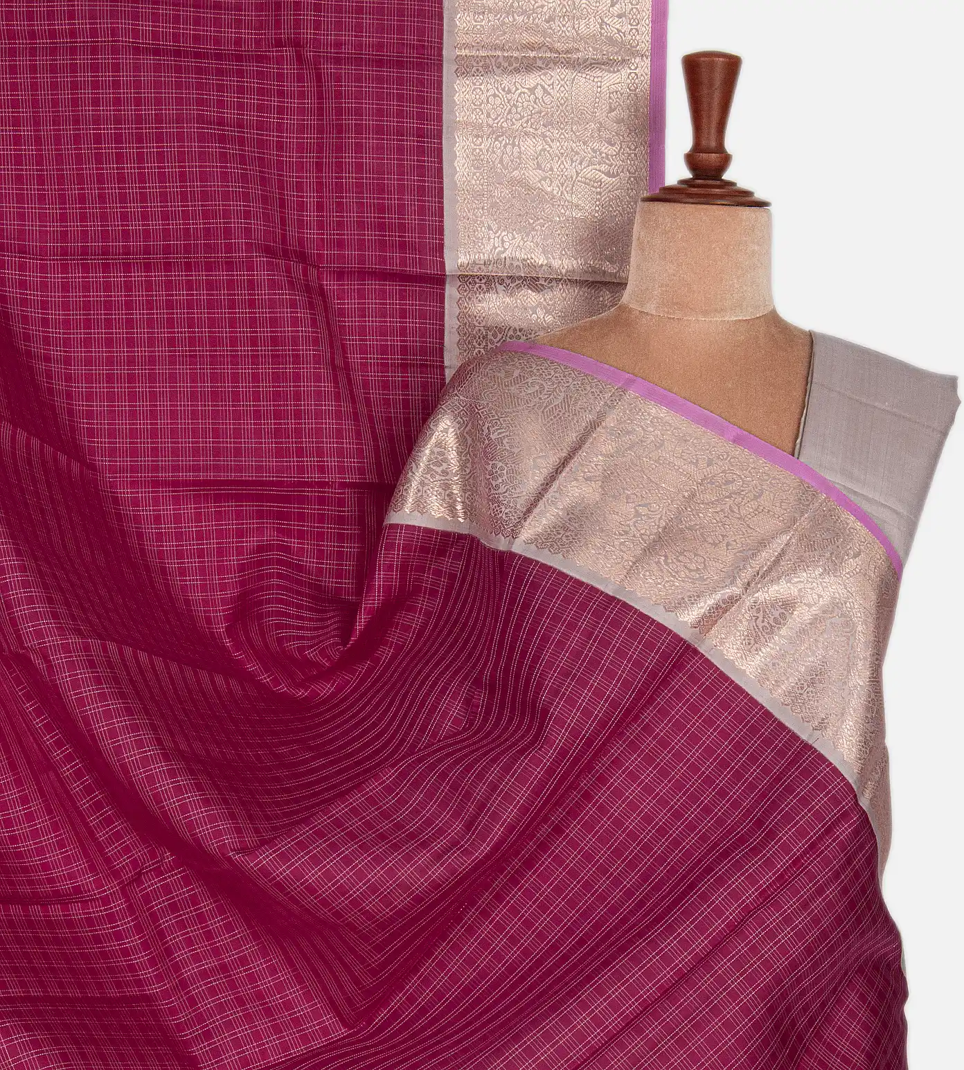 Deep Pink Kanchipuram Silk Saree1