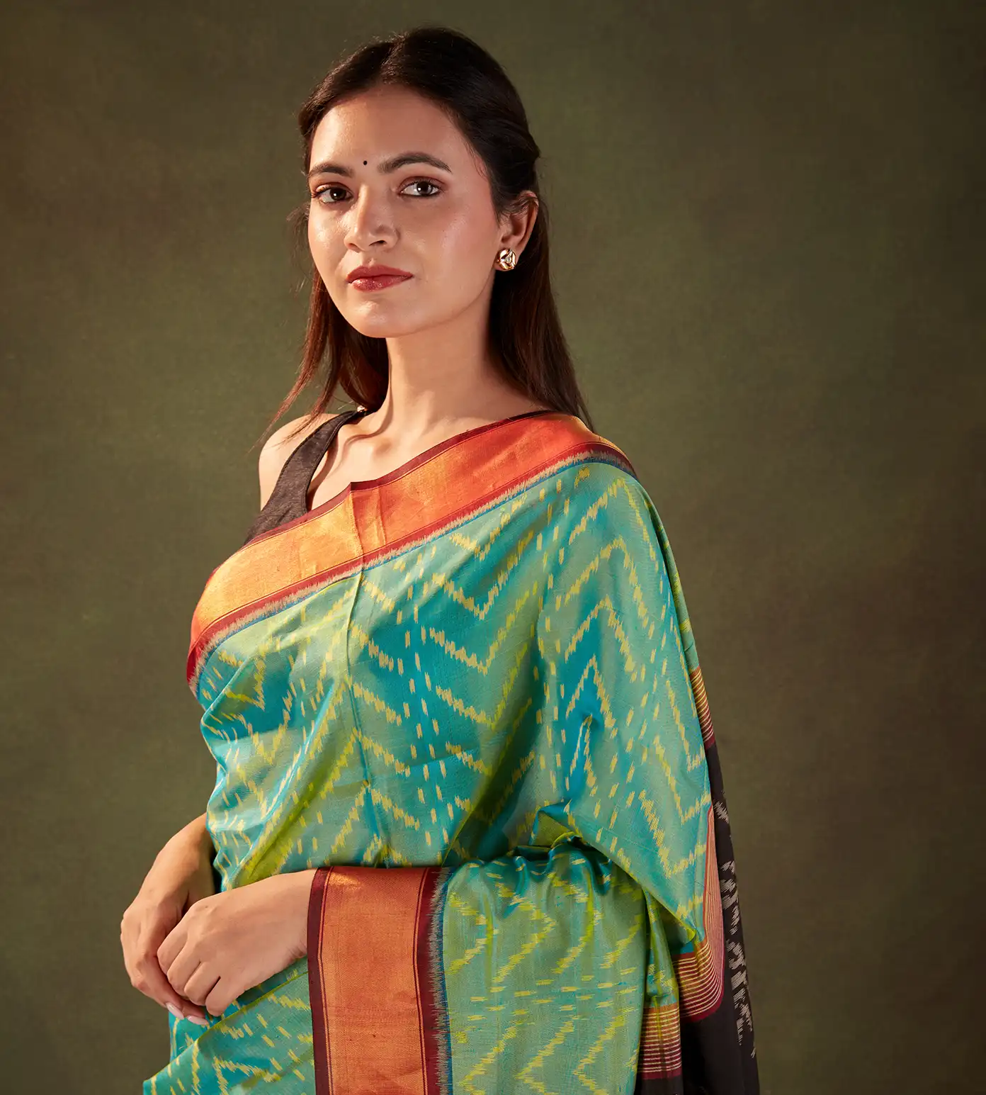 Light Green Patola Silk Saree1