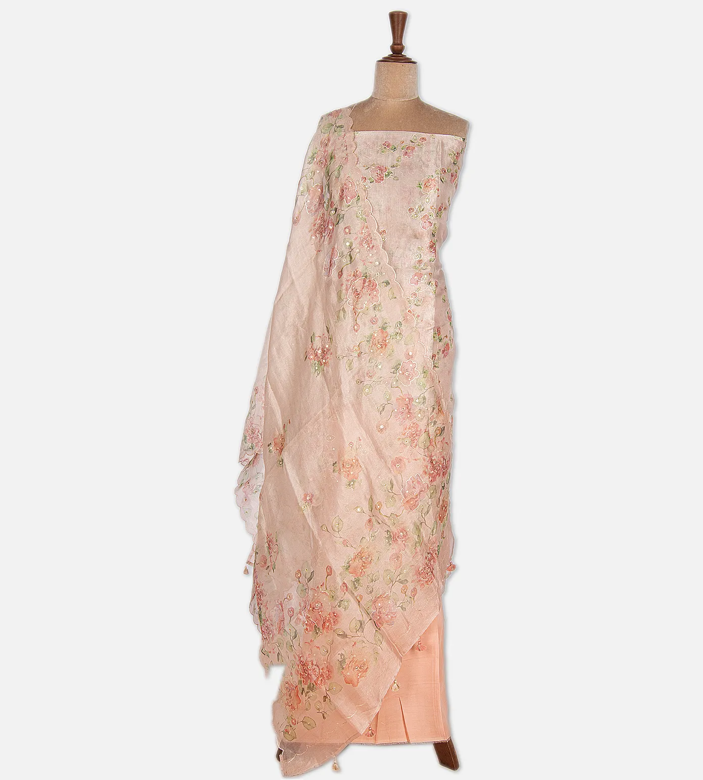 Creme Tissue Organza Embroidery Salwar2