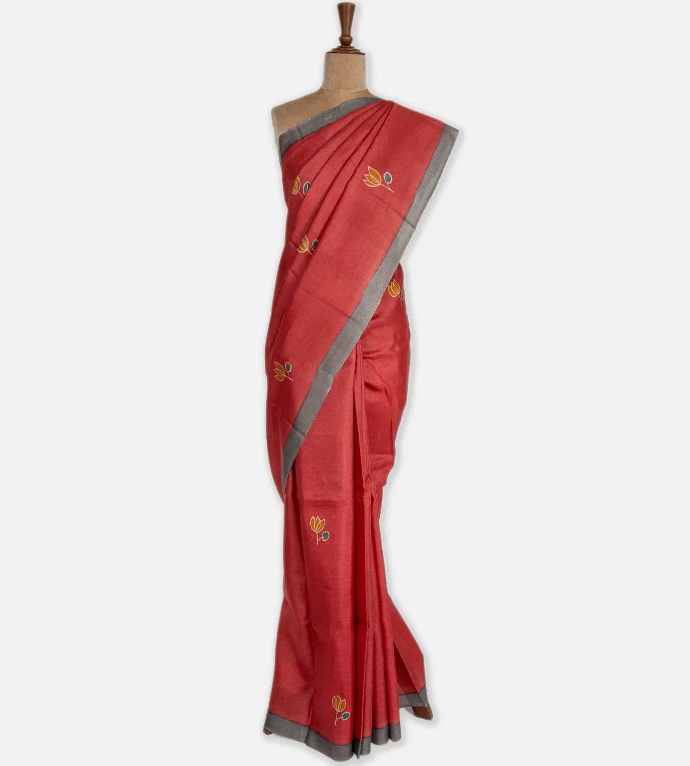 Tomato Red BatikTussar Saree2