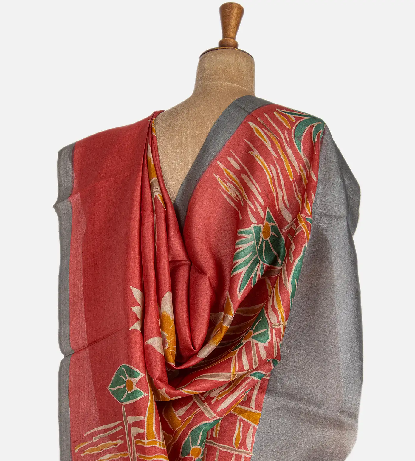 Tomato Red BatikTussar Saree3