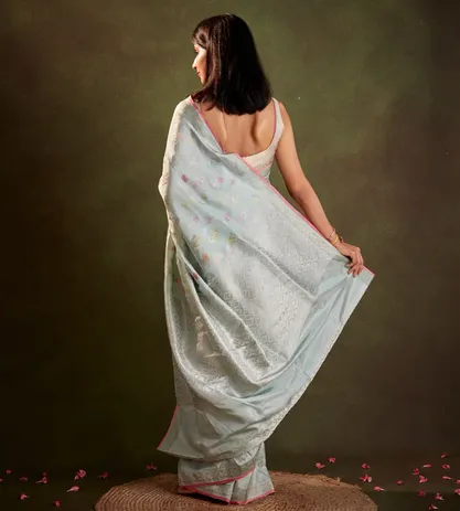 Pastel Blue Banarasi Silk Saree4