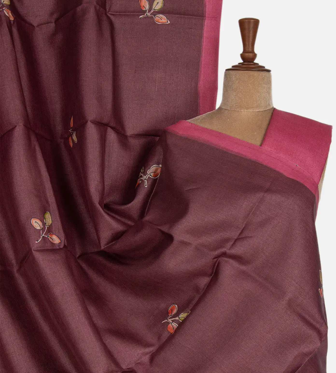 Dark Pink Tussar Saree1
