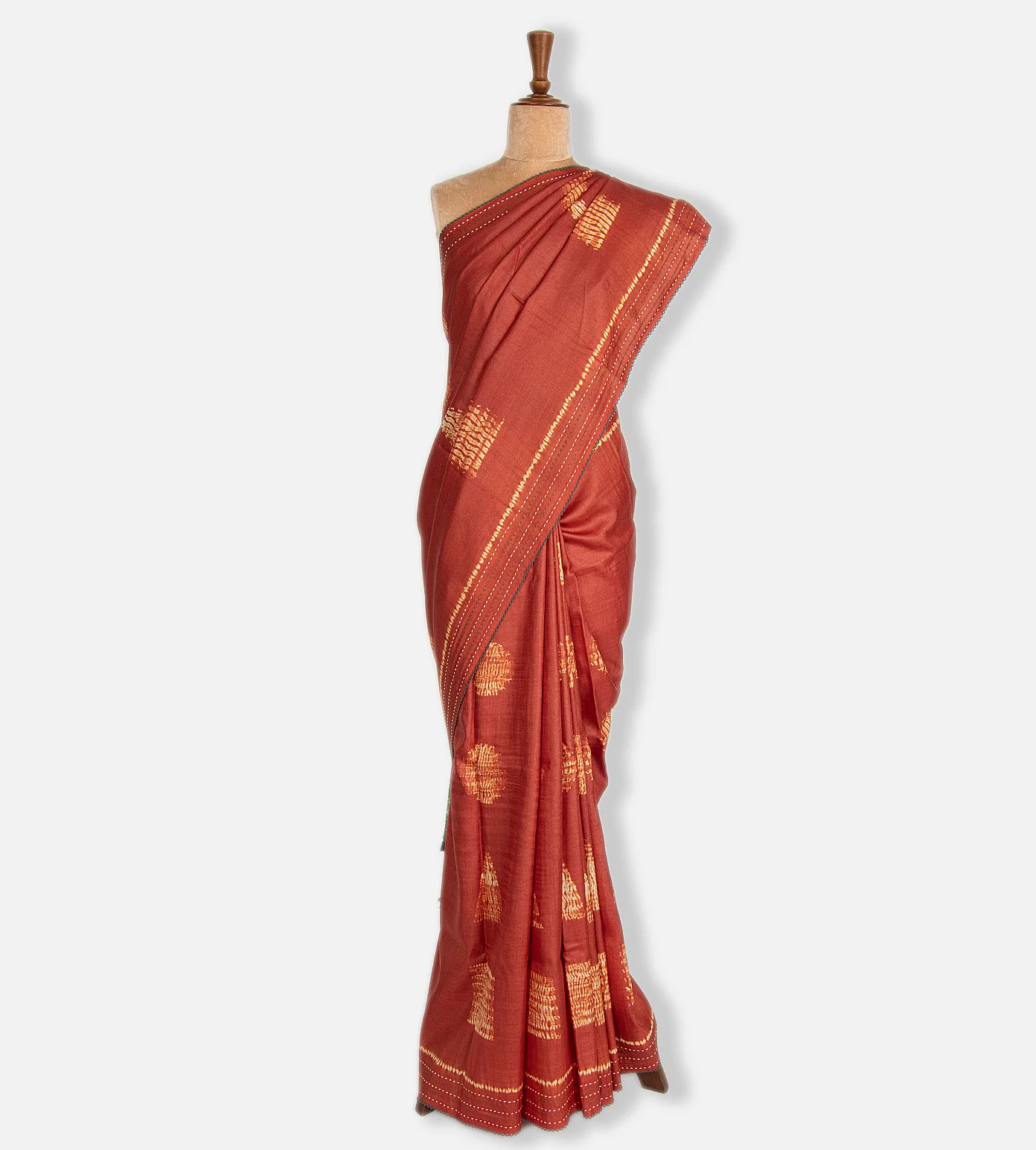 Rust Red Shibori Tussar Saree2