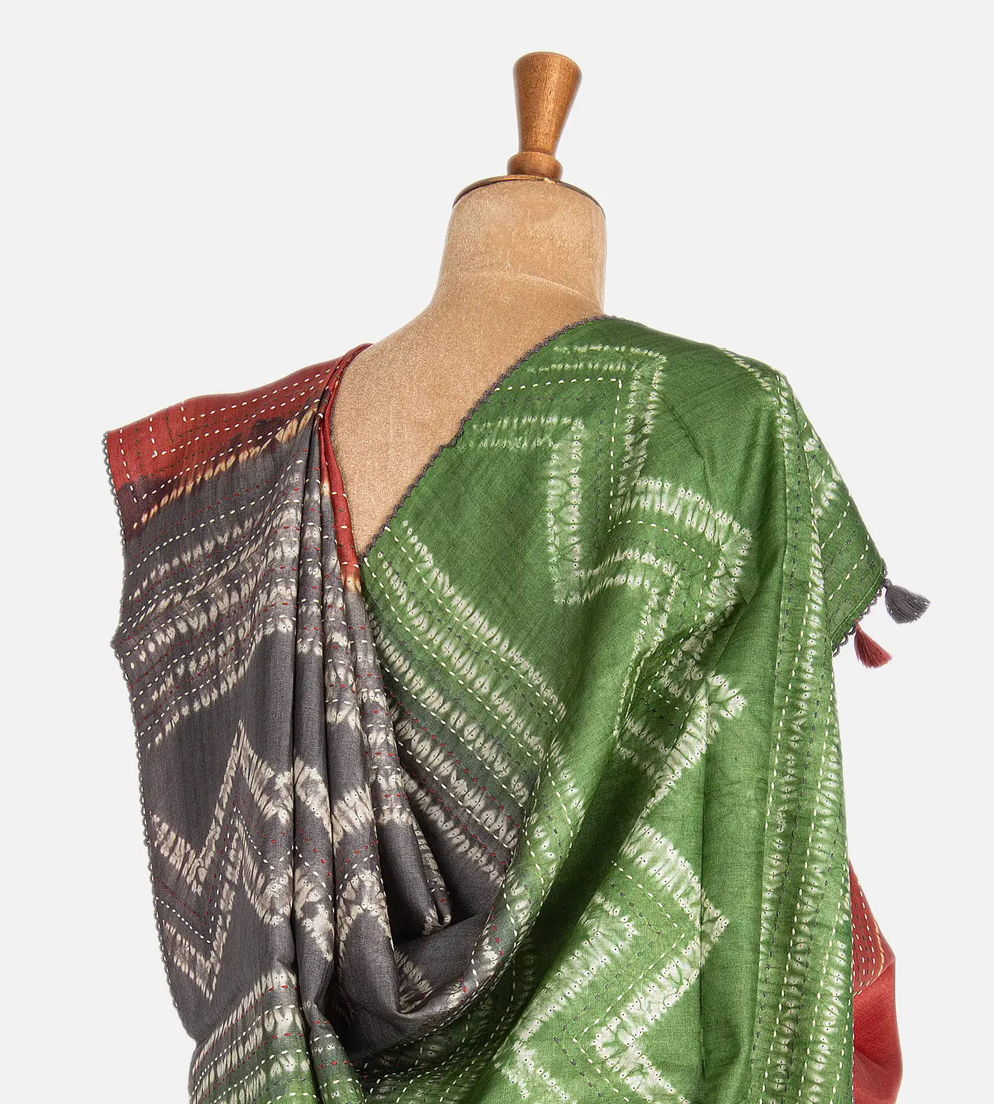 Rust Red Shibori Tussar Saree3