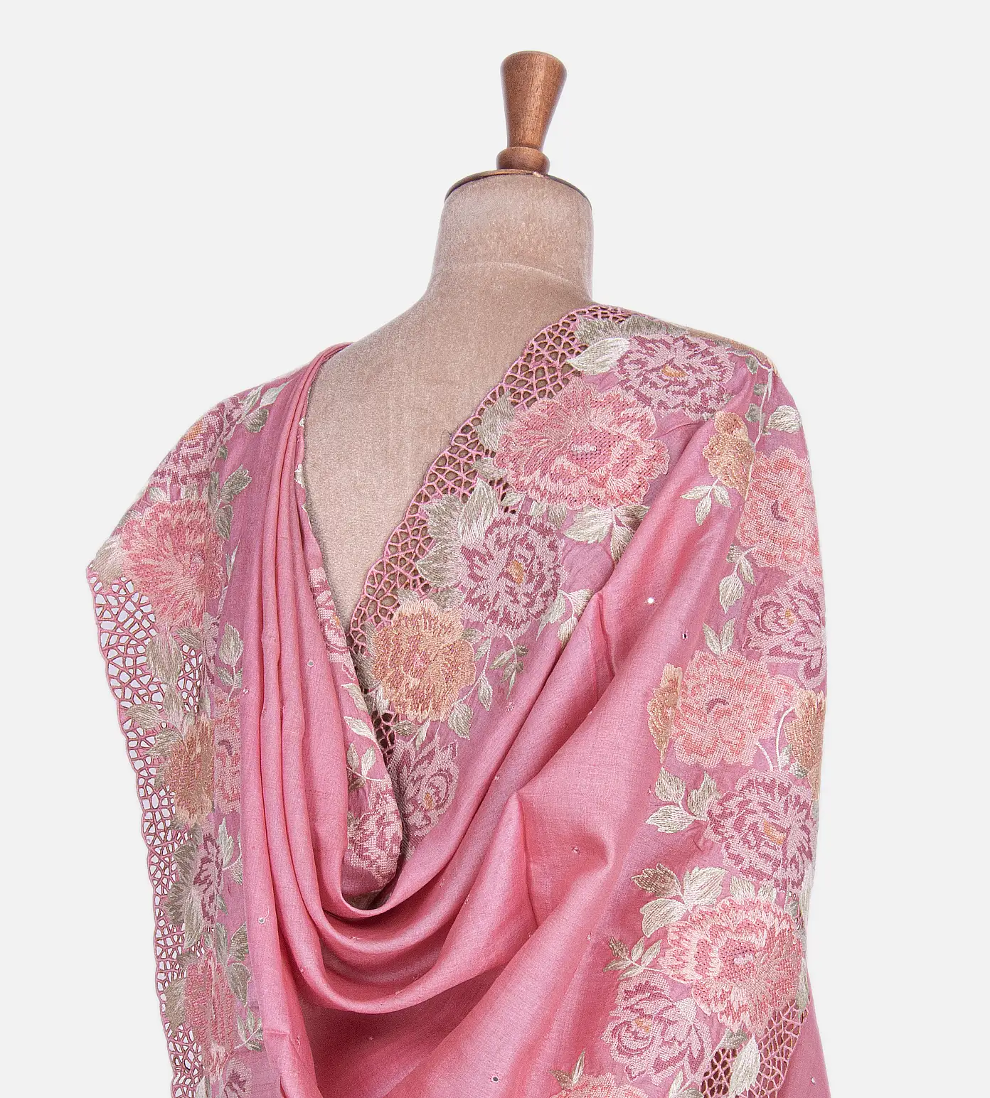 Pink Tussar Embroidered Saree3