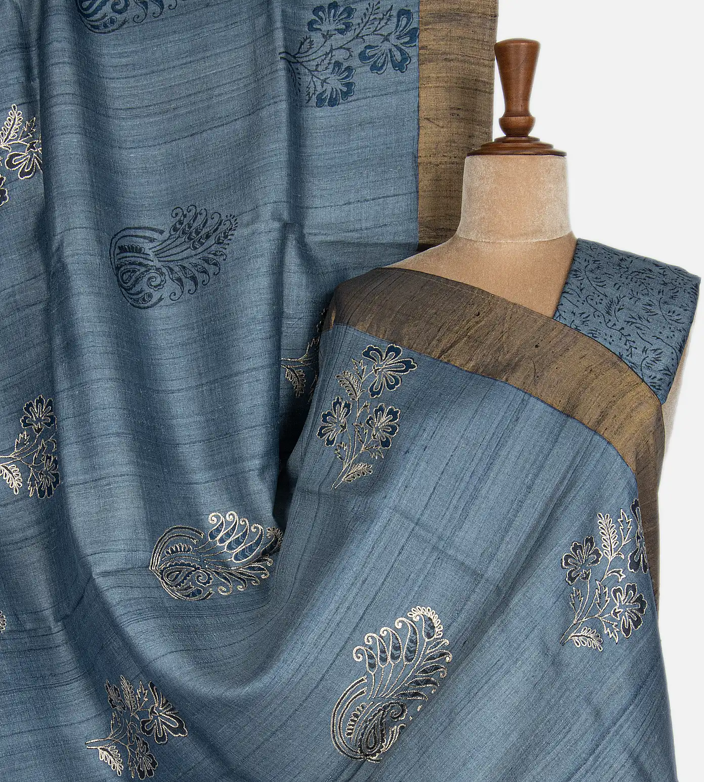 Light Blue Tussar Saree1