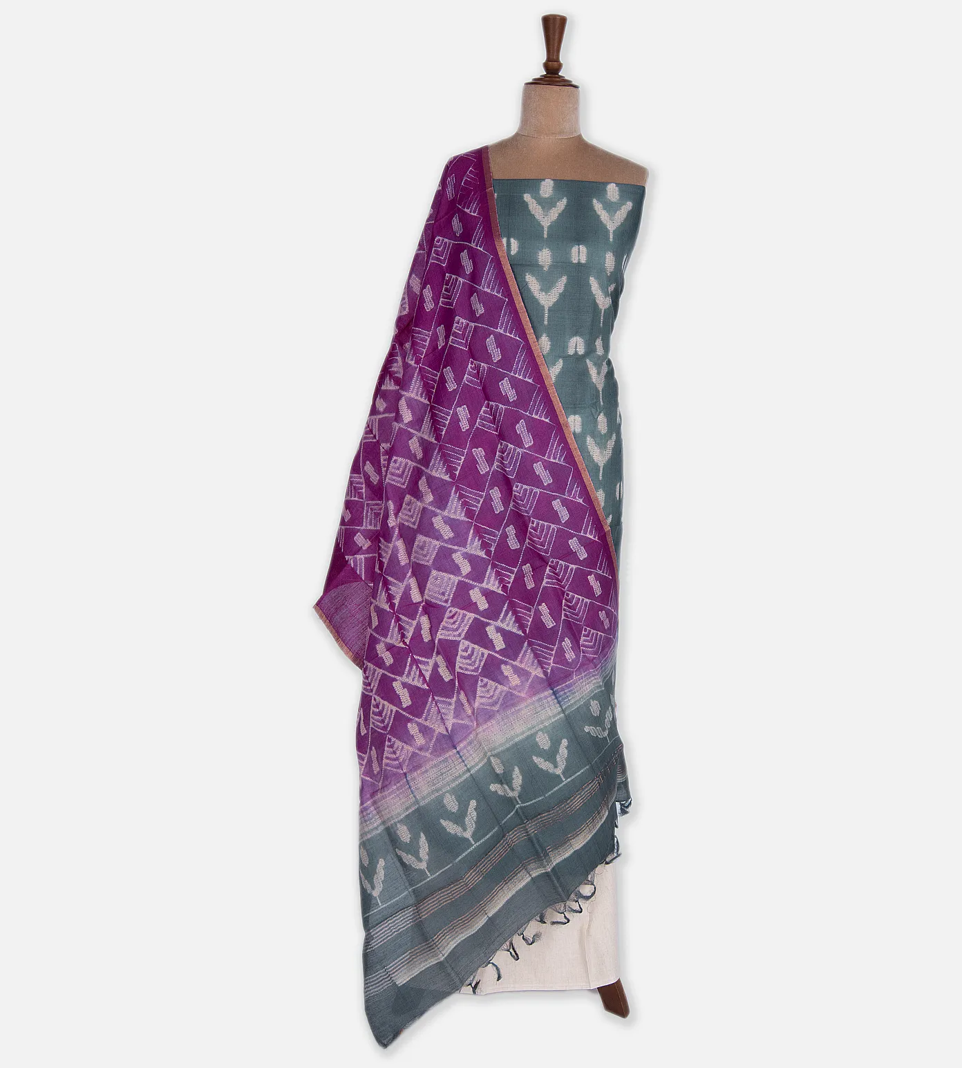 Grey Shibori Tussar Salwar2