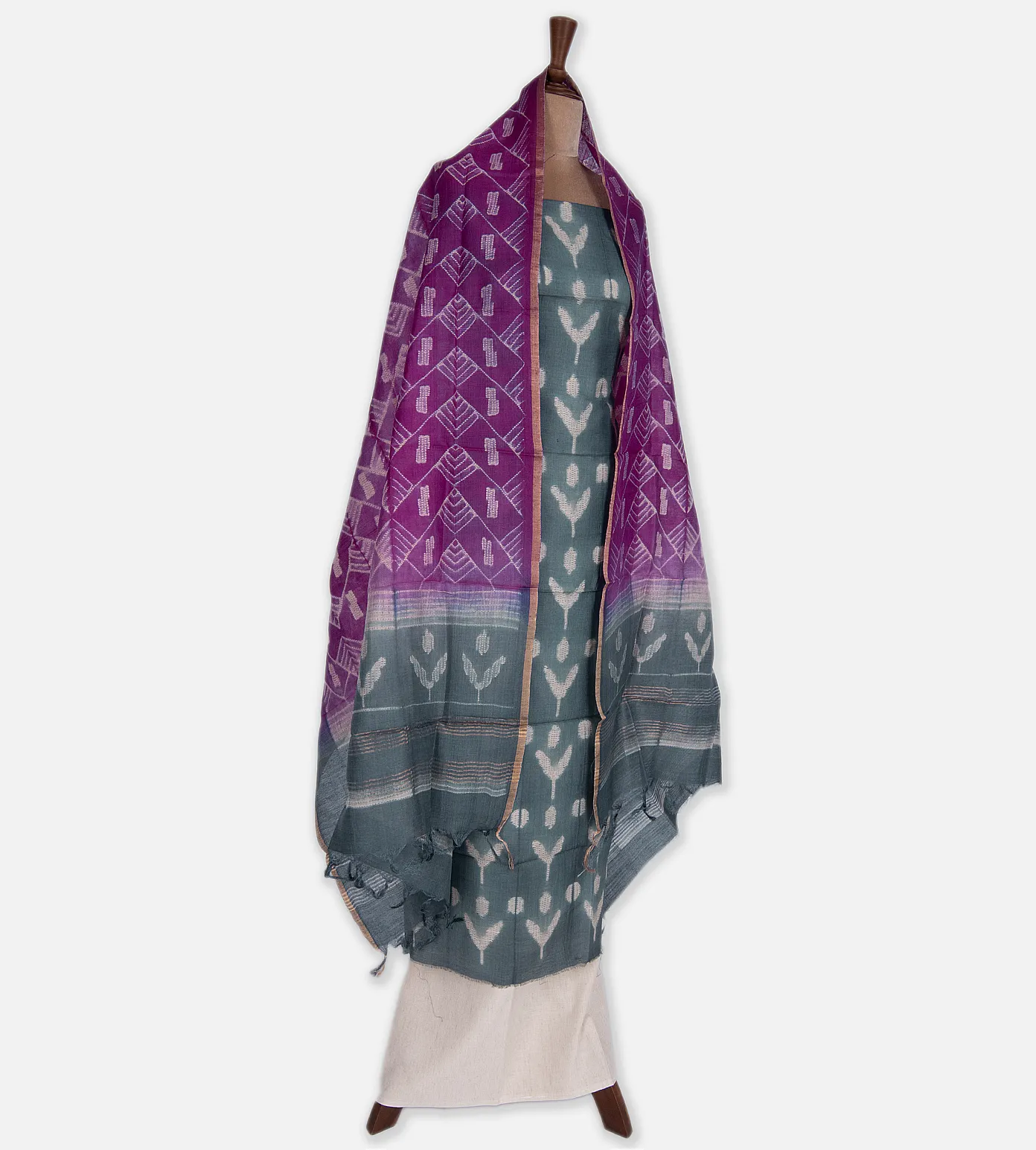 Grey Shibori Tussar Salwar3