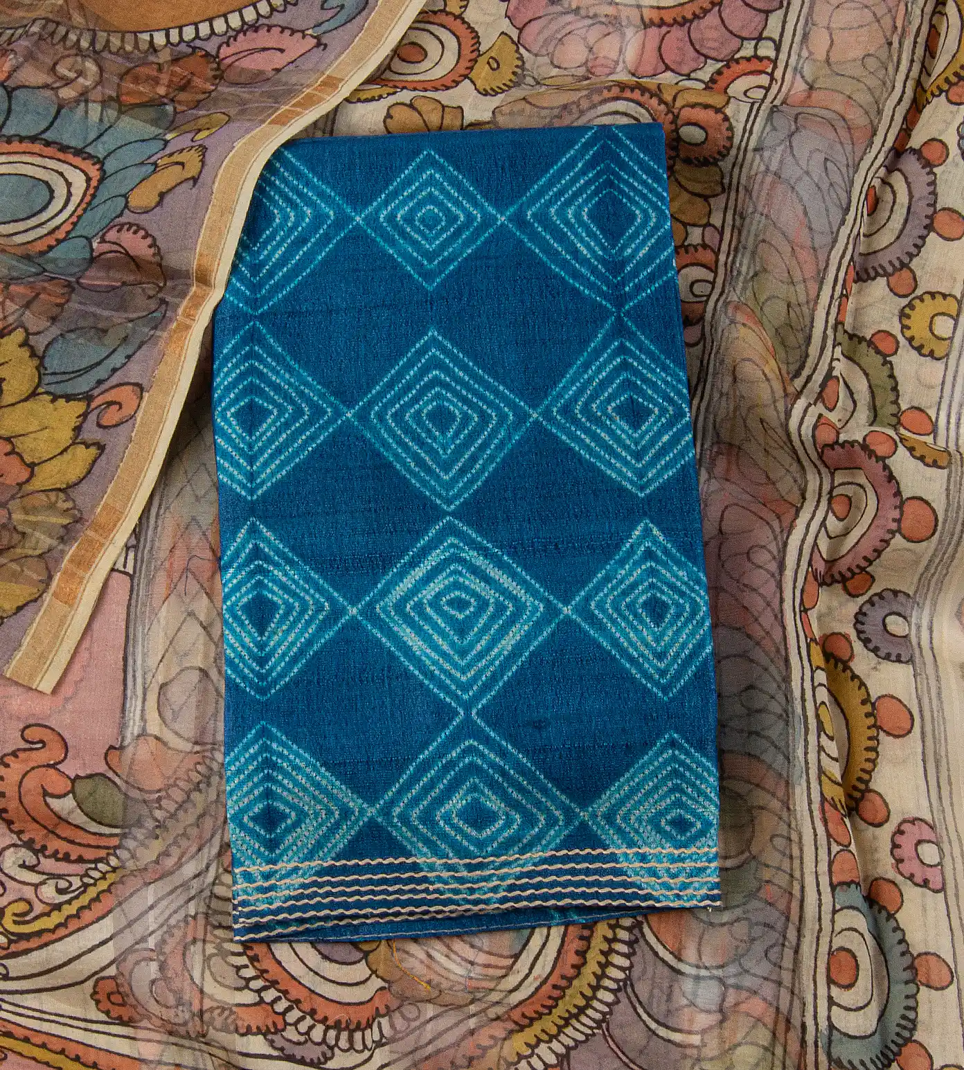 Blue Shibori Tussar Salwar1