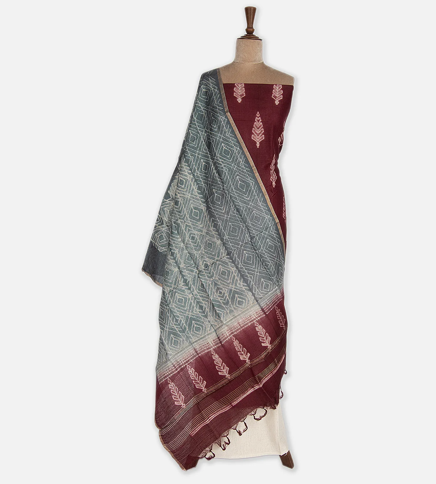 Maroon Shibori Tussar Salwar2