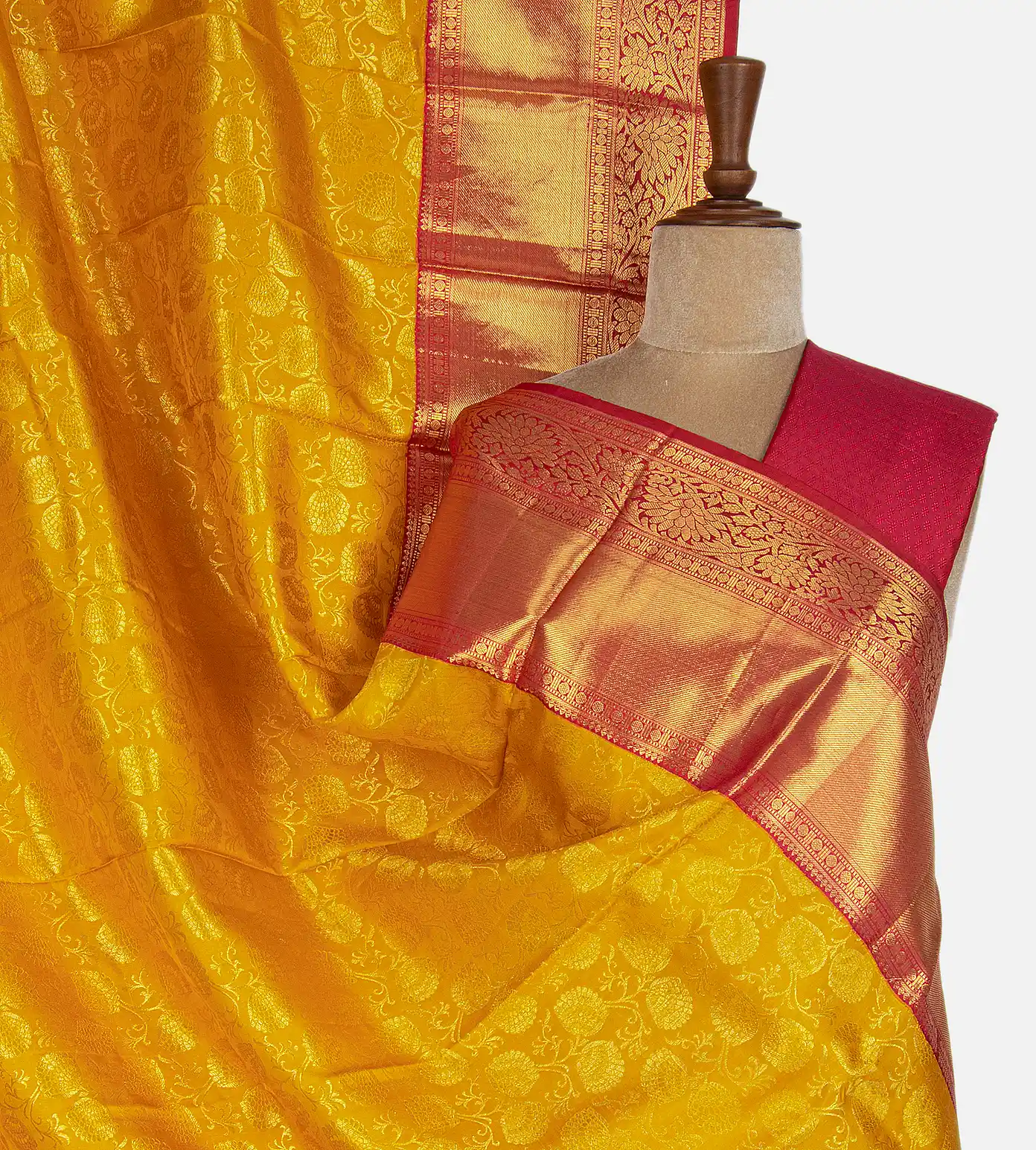 Yellow Kanchipuram Silk Saree1