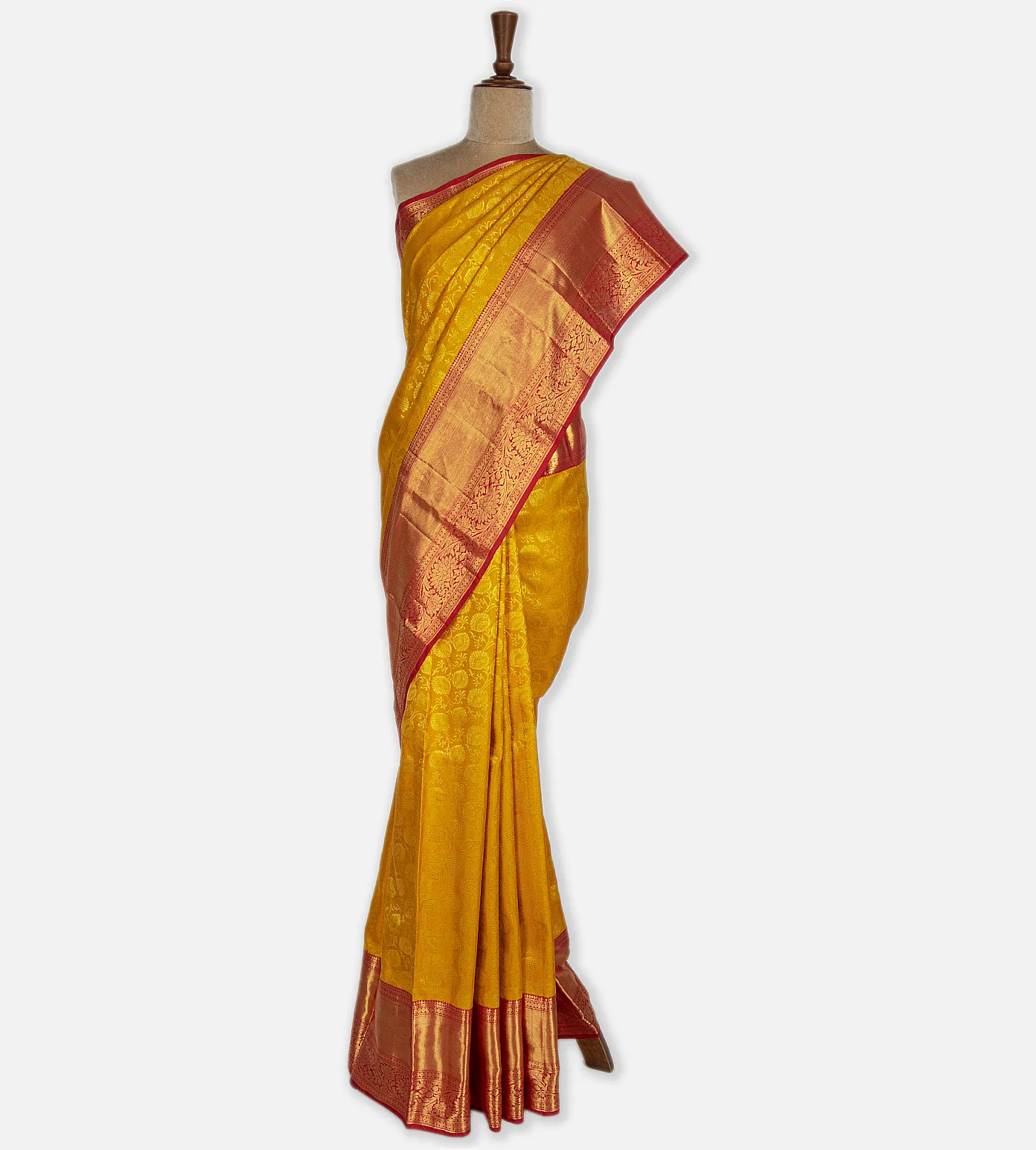 Yellow Kanchipuram Silk Saree2