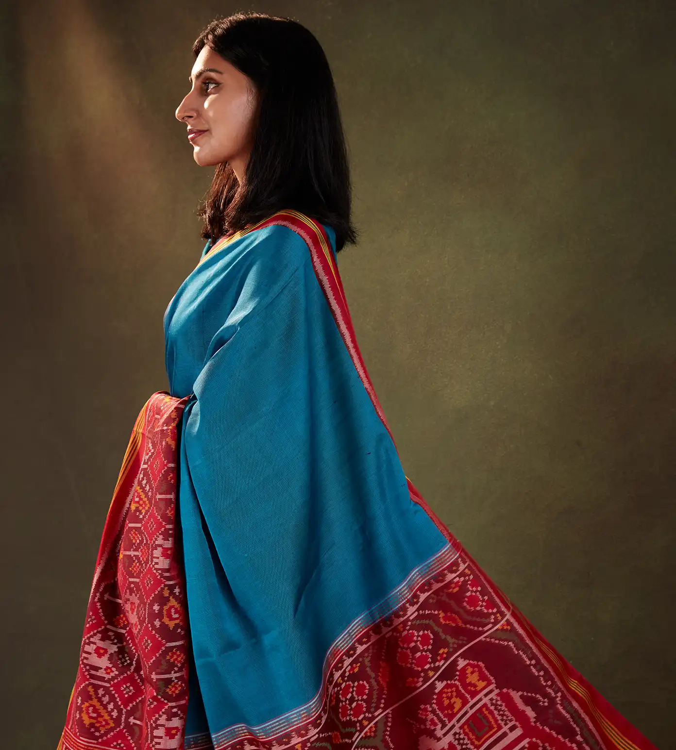 Blue Double Ikkat Saree1