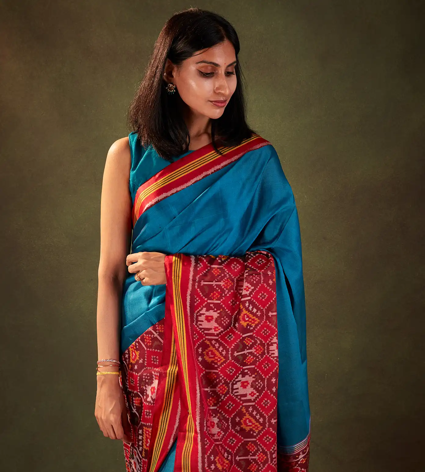 Blue Double Ikkat Saree3