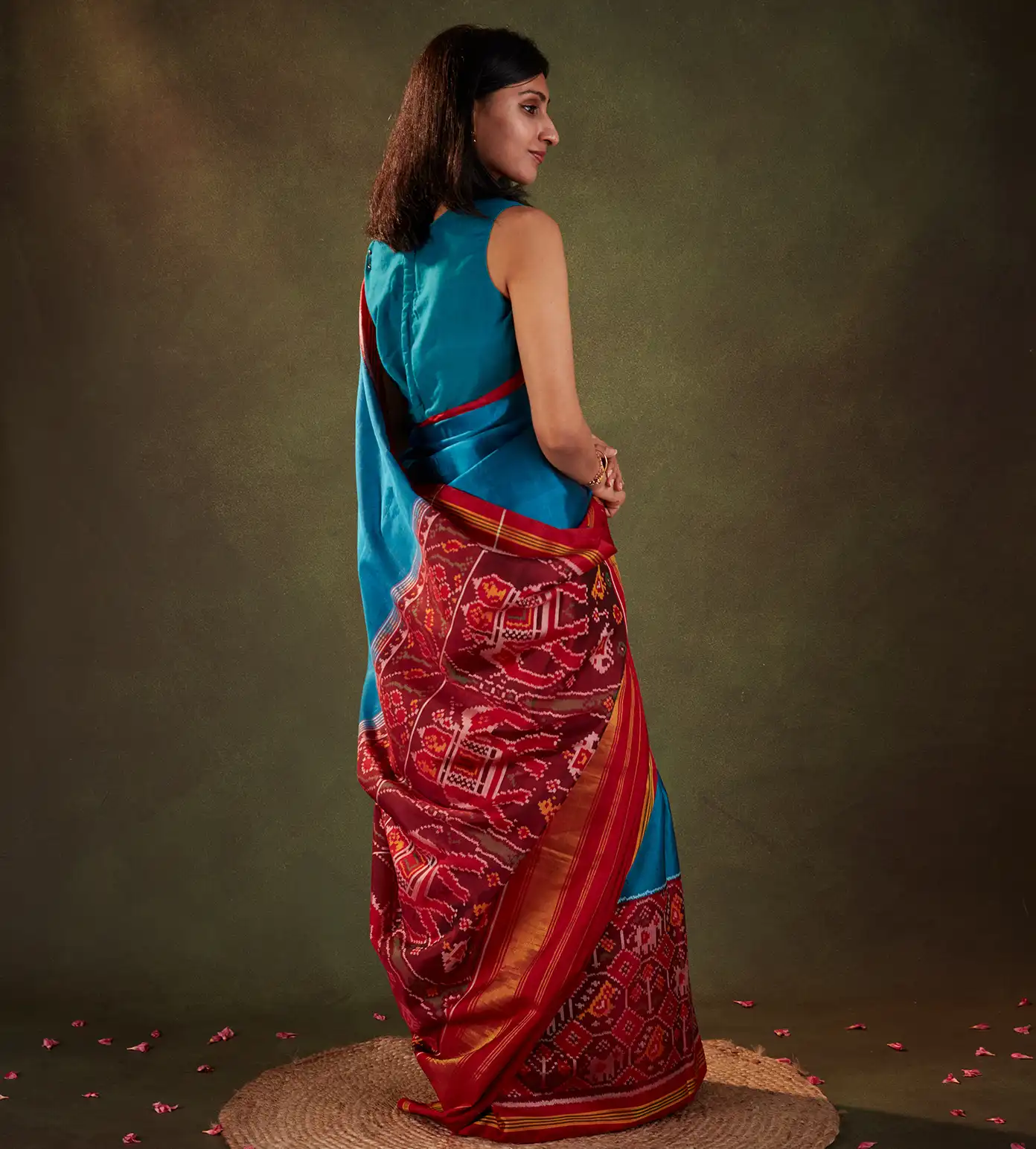 Blue Double Ikkat Saree4