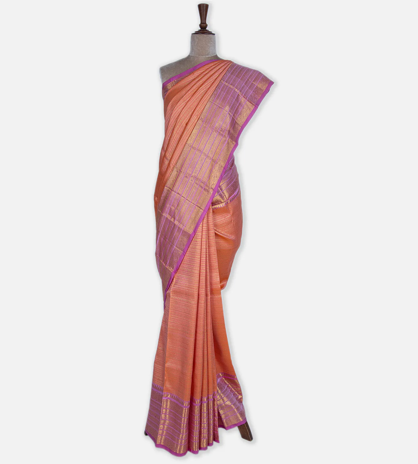Peach Kanchipuram Silk Saree2