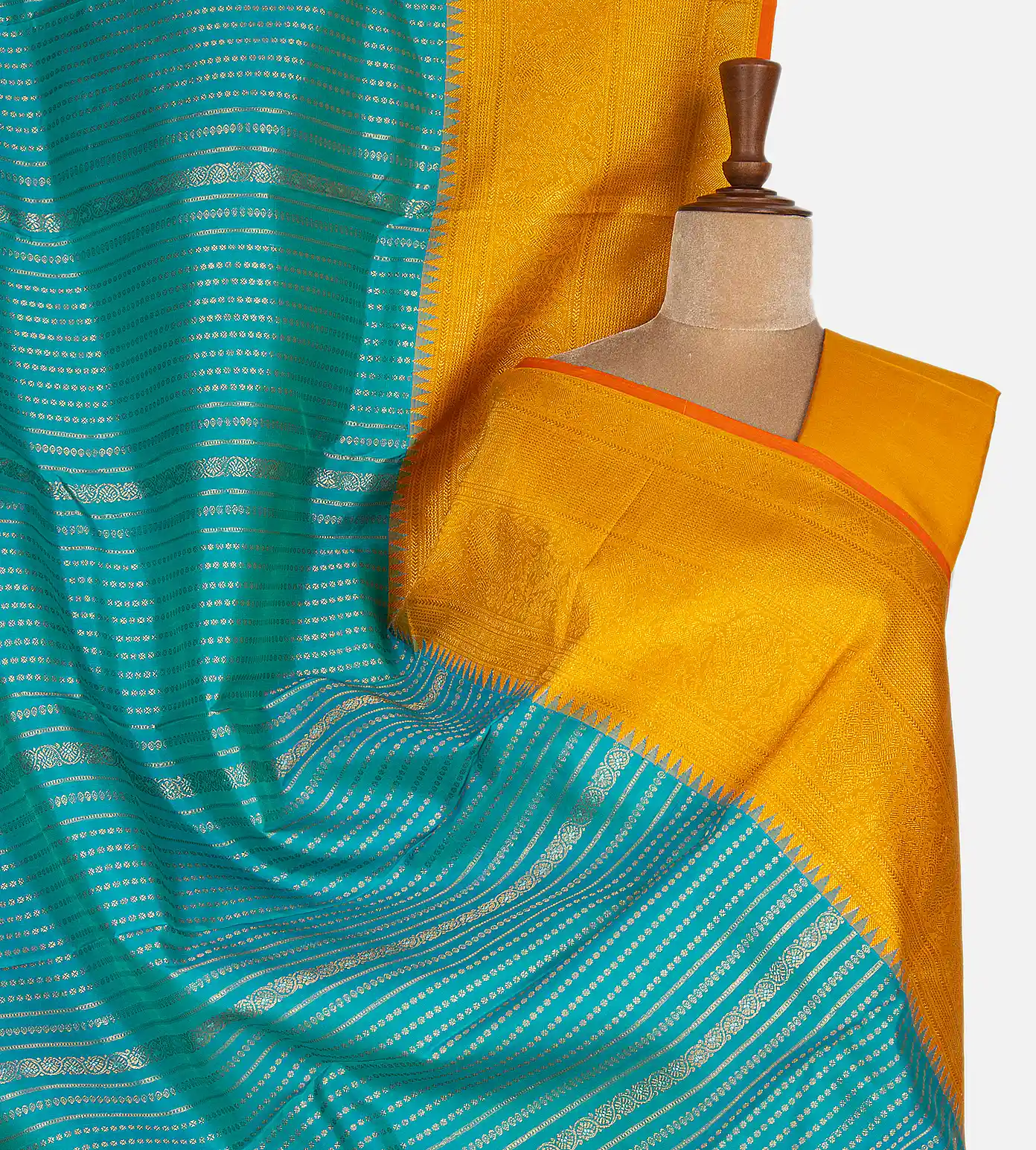 Deep Teal Kanchipuram Silk Saree1