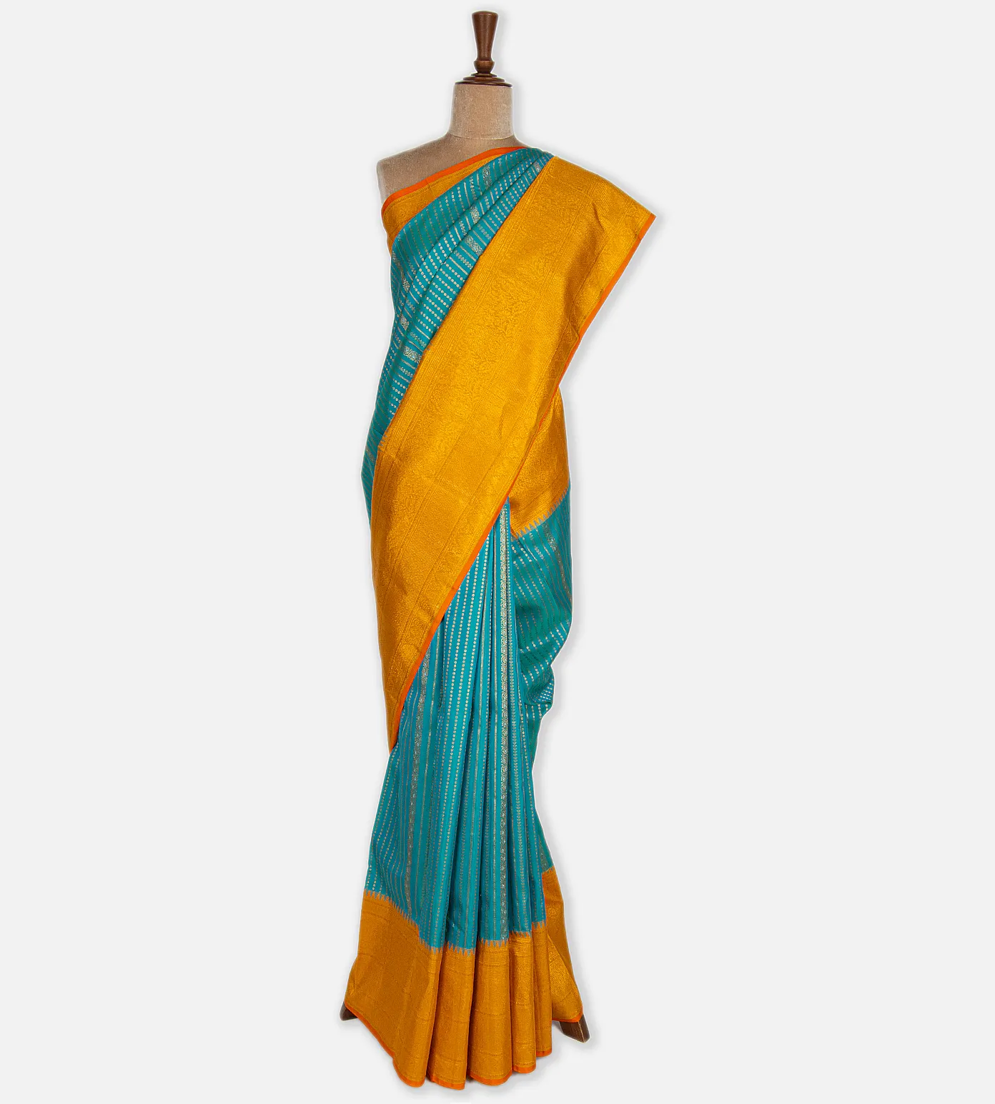 Deep Teal Kanchipuram Silk Saree2
