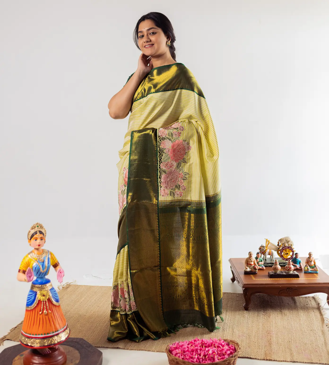 Pastel Yellow Kanchipuram Silk Saree2