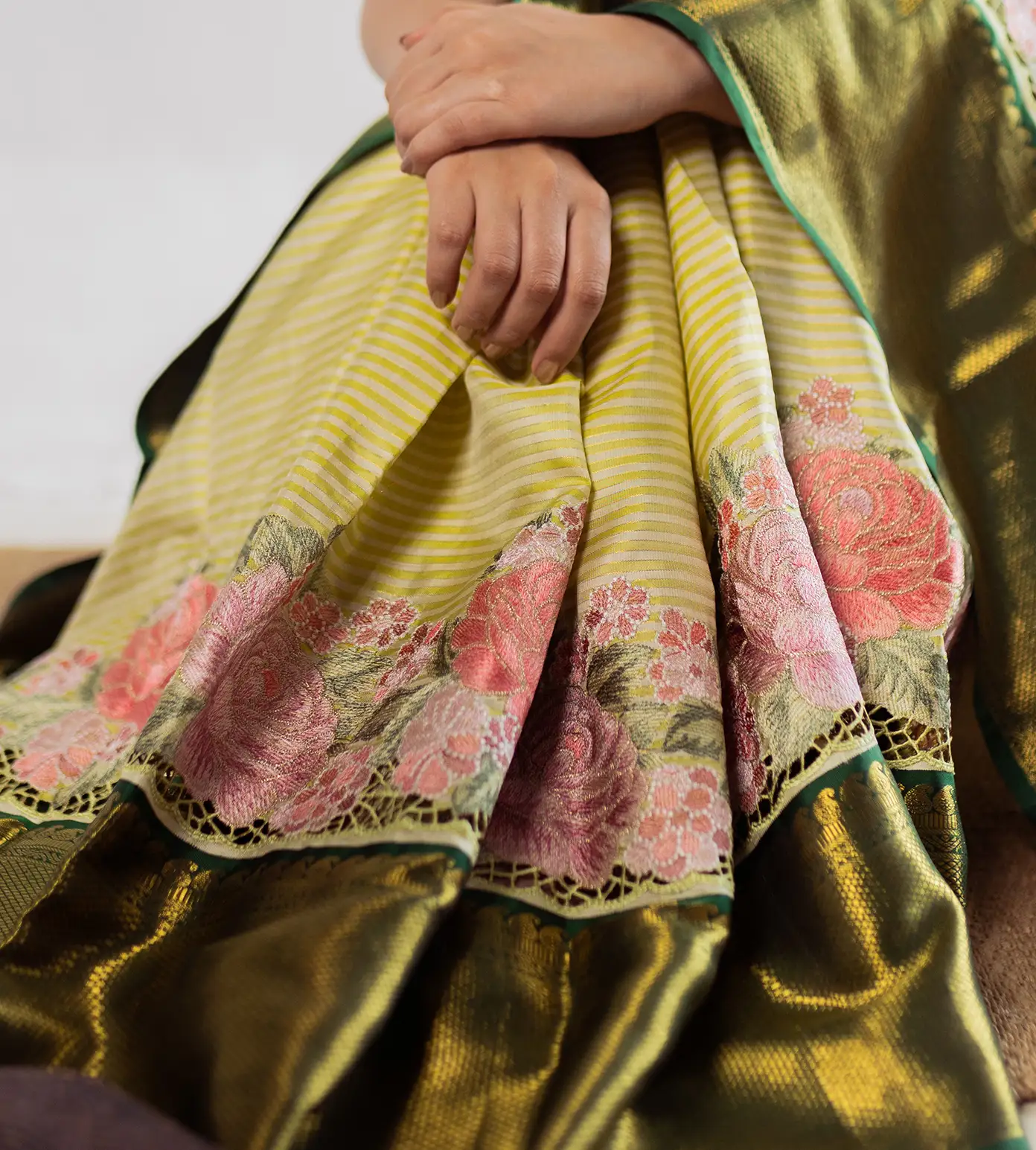 Pastel Yellow Kanchipuram Silk Saree3