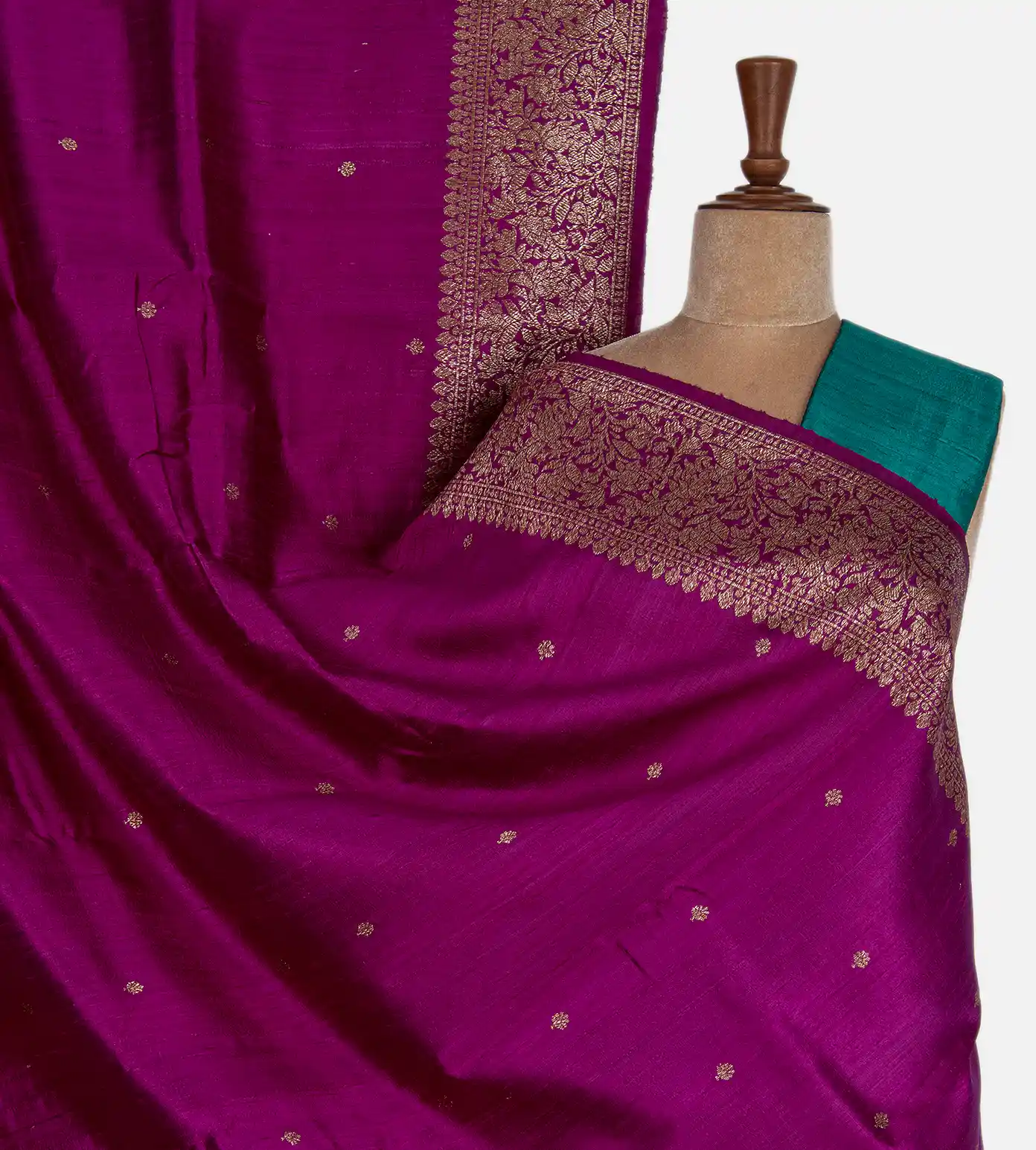 Dark Pink Banarasi Tussar Saree1