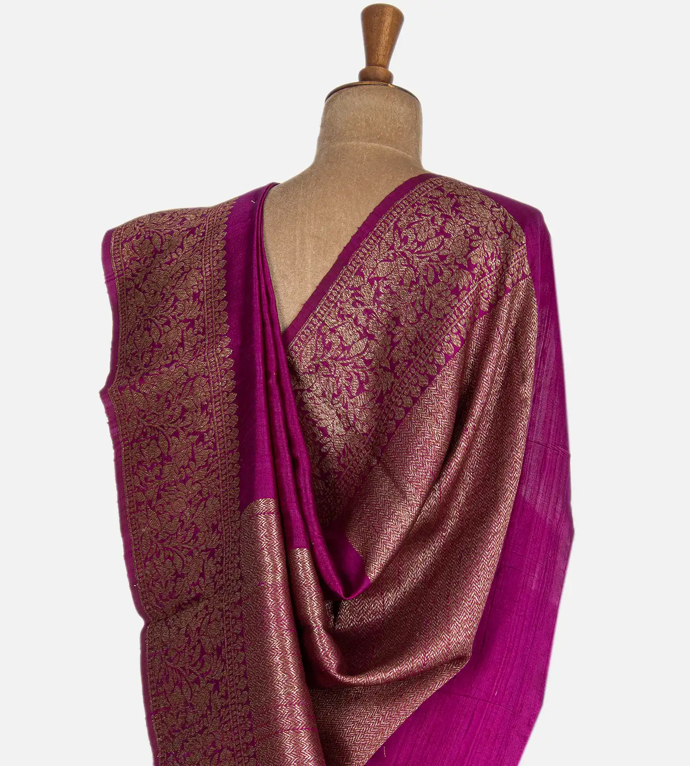 Dark Pink Banarasi Tussar Saree3