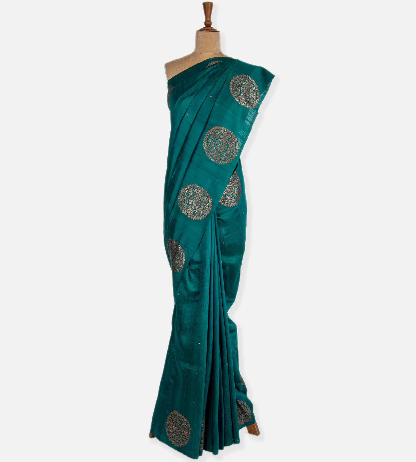 Sea Blue Banarasi Tussar Saree2