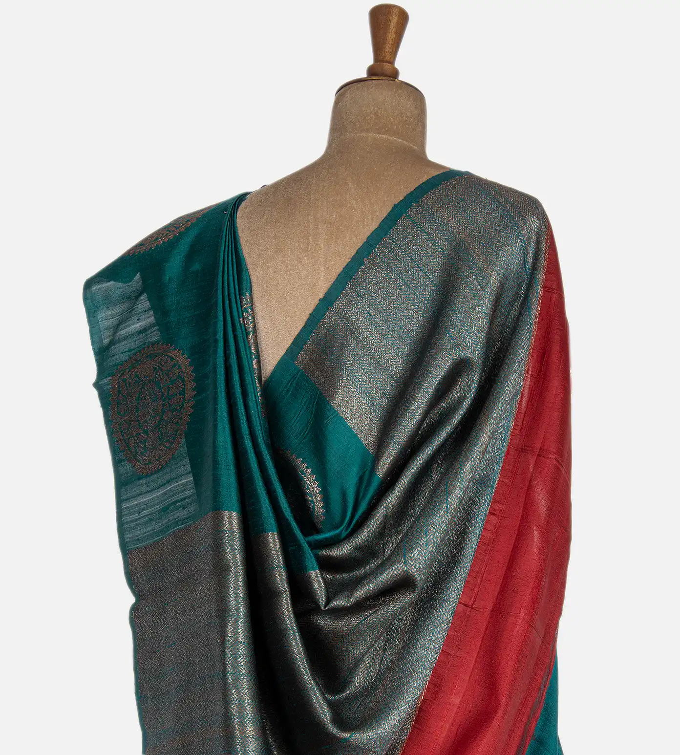Sea Blue Banarasi Tussar Saree3