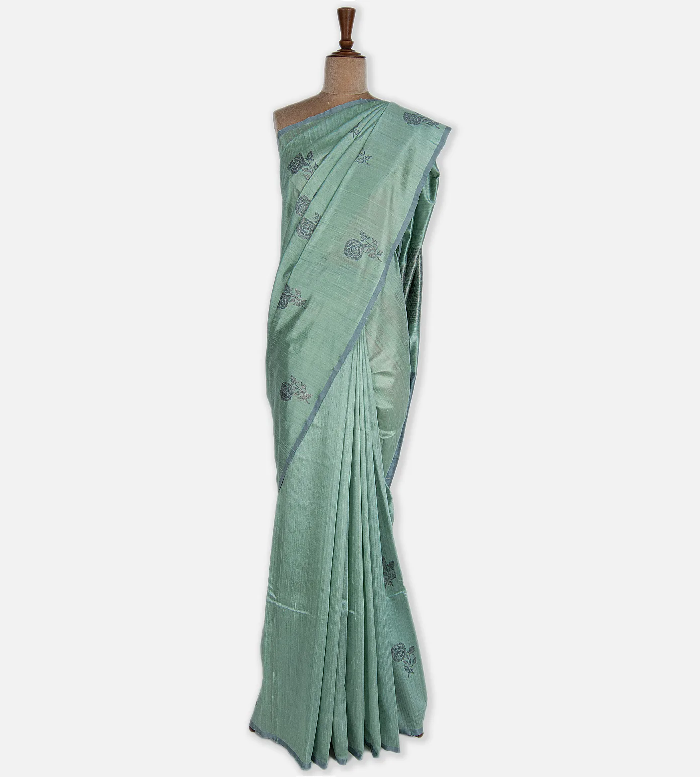 Turquoise Blue Banarasi Tussar Saree2