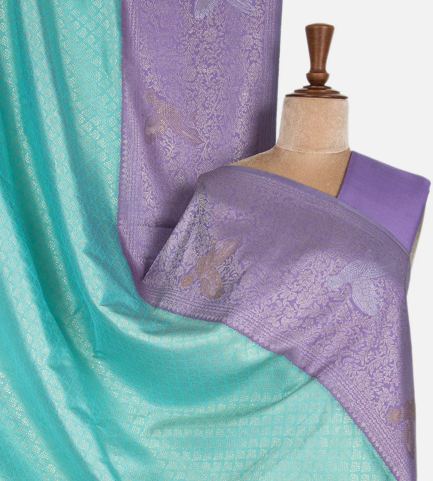 Sea Blue Kanchipuram Silk Saree1